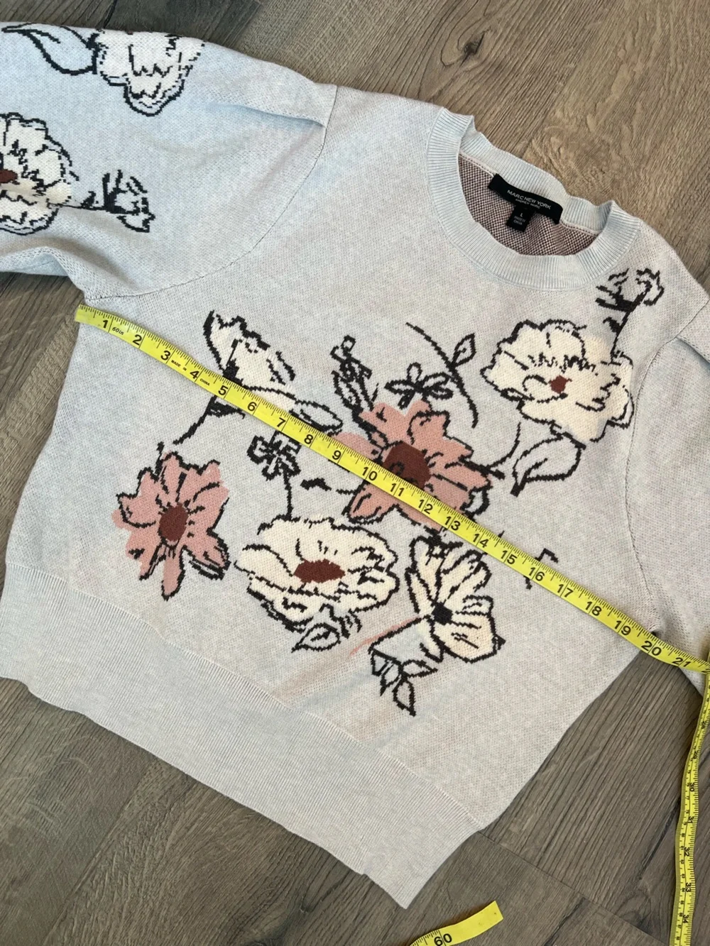 Floral Crewneck Sweater - Light Gray - Large